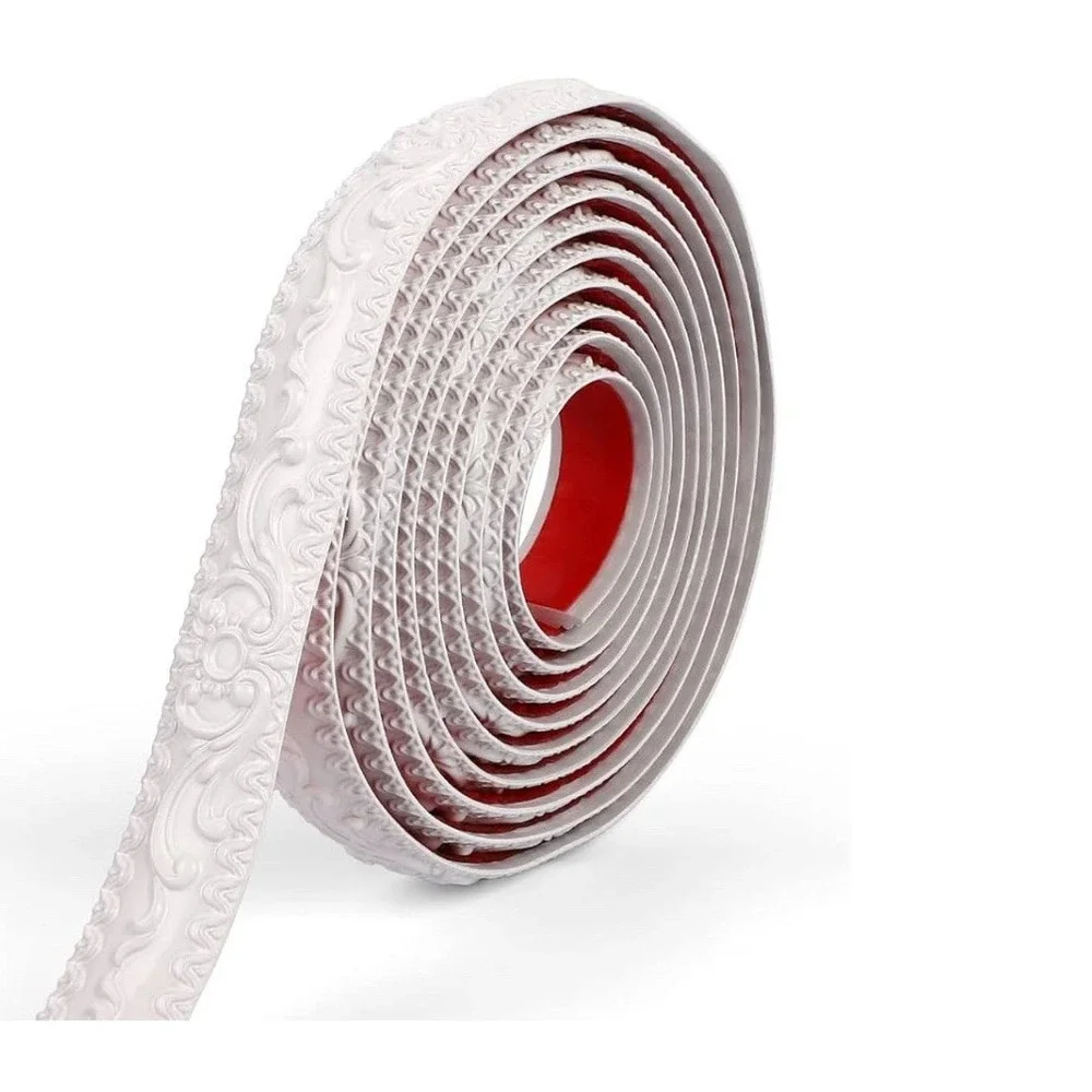 Sujiamei Peel & Stick Flexible Molding 16.4' White 1.42W New Trim Border Decor